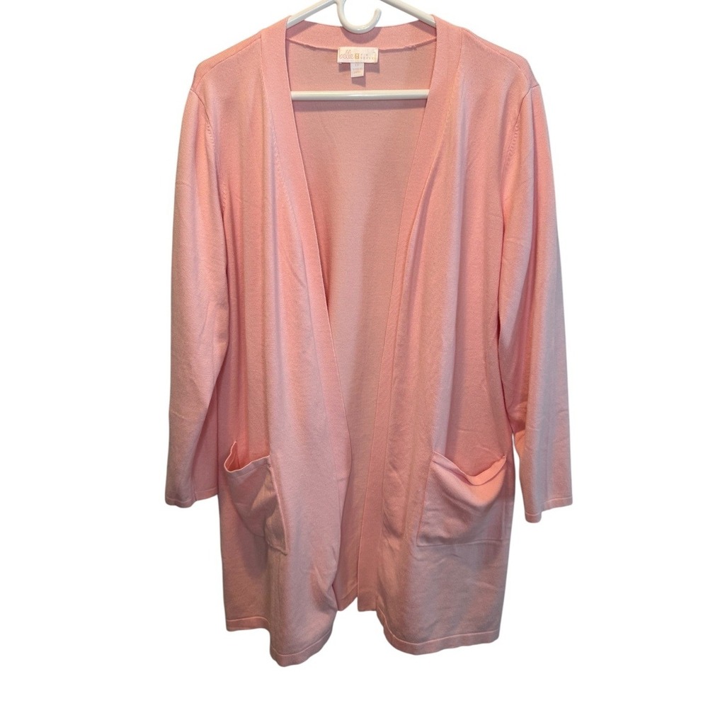 Belle by Kim Gravel Womens Pink Knit Open Front Lightweight Cardigan LP NEW